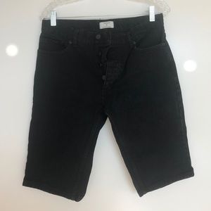 Black denim shorts
